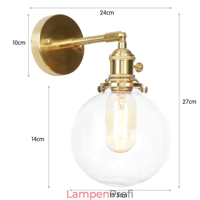 Moderne Bean-Wandleuchte mit Kugelglasschirm