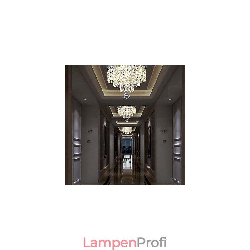 Moderne zeitgenössische Kristall-Metall-Unterputzleuchte