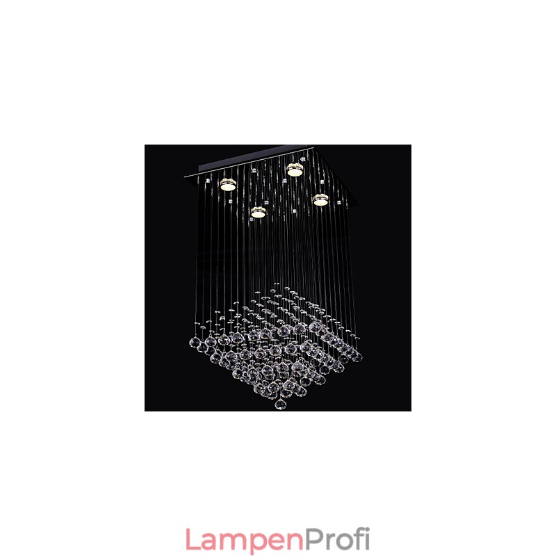 Deckenleuchte mit 4 Lichtern aus klarem Kristall in schlichtem Design