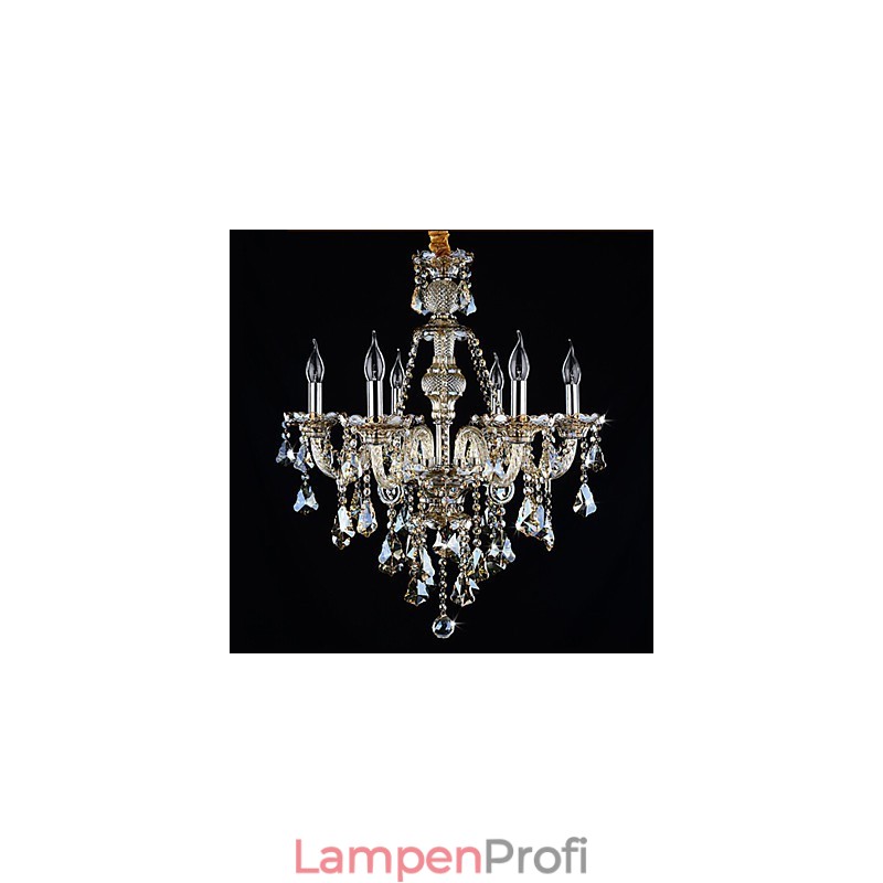 Kronleuchter Cognac Farbe Kristall Modern 6 Lichter Zeitgenössisches Glas