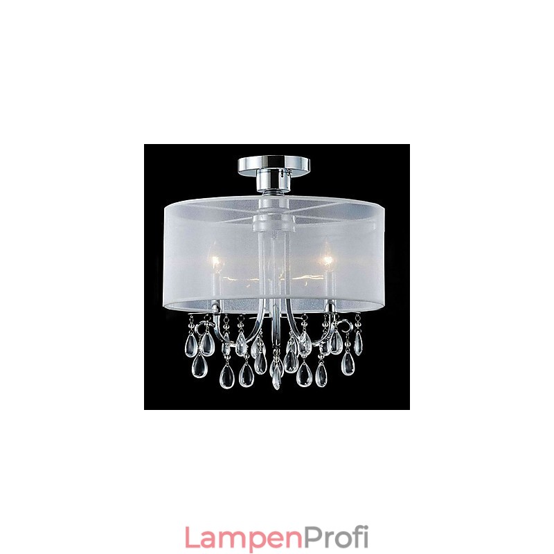 Stilvolle Deckenleuchte aus Kristallglas mit 3 Lichtern im Stoffschirm