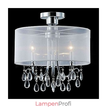 Stilvolle Deckenleuchte aus Kristallglas mit 3 Lichtern im Stoffschirm
