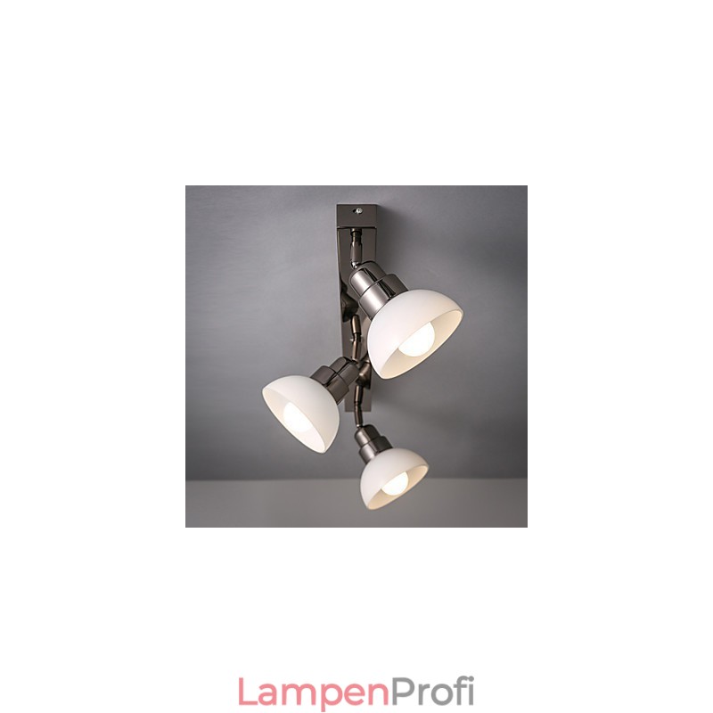 Unterputz-Trinalkopfleuchte, weißes Glas, Aluminiumrahmen, modisch, modern