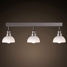 Unterputz-Trinalkopfleuchte, weißes Glas, Aluminiumrahmen, modisch, modern