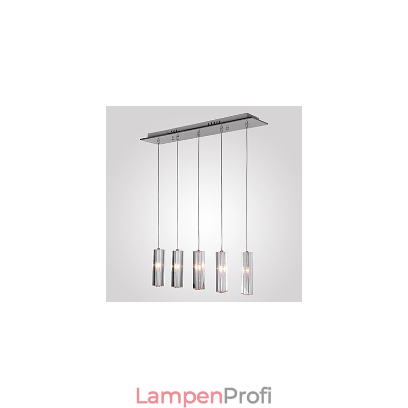 Moderne zeitgenössische Insel Kristall Chrom Metall Pendelleuchte