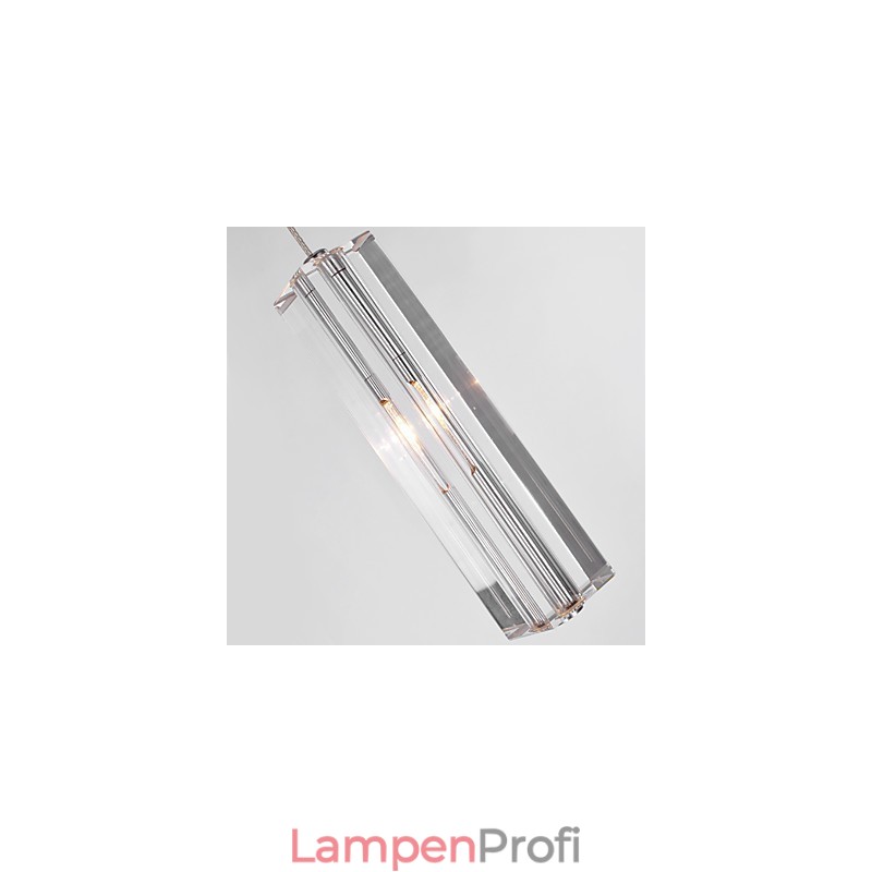 Moderne zeitgenössische Insel Kristall Chrom Metall Pendelleuchte