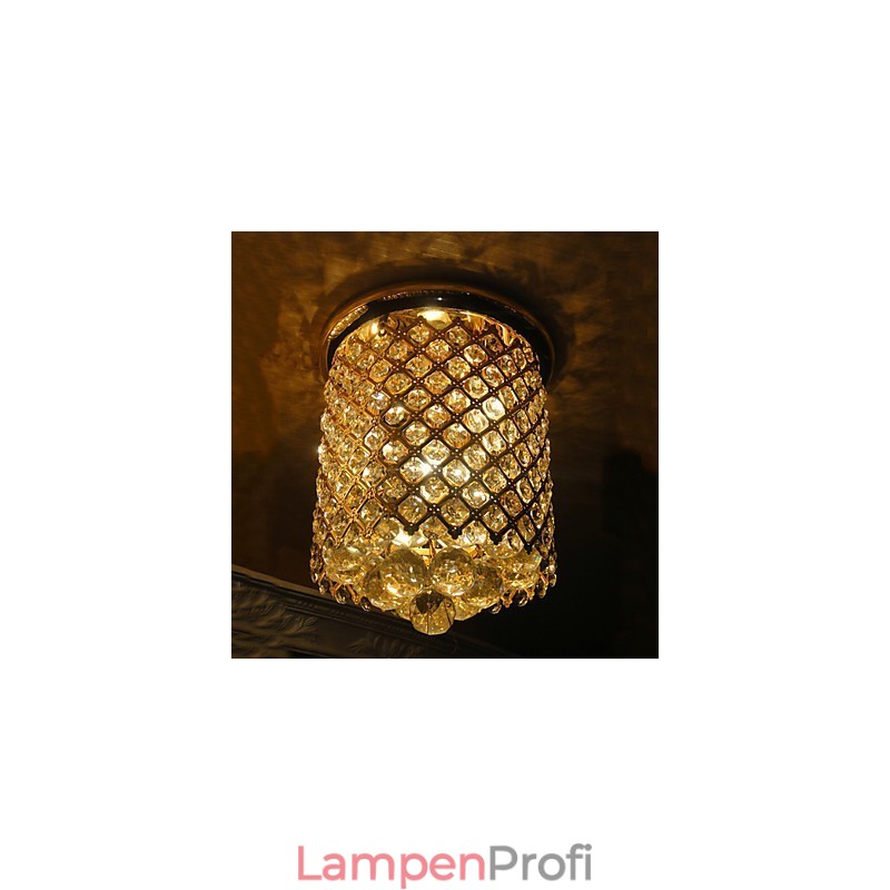 Moderne Deckenleuchte Crystal in Goldoptik mit Spiralform