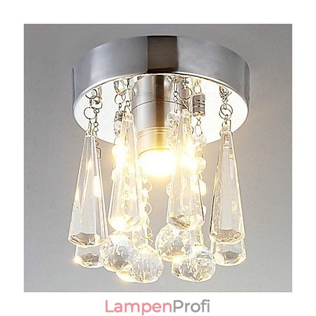 1-flammige, halbbündige Deckenleuchte aus Kristall