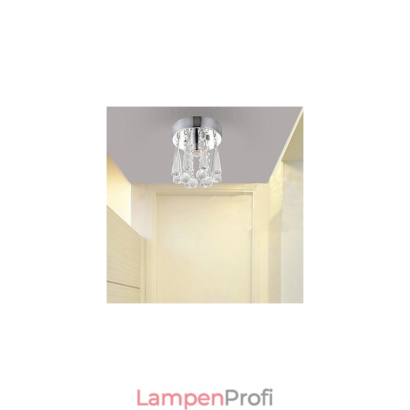 1-flammige, halbbündige Deckenleuchte aus Kristall