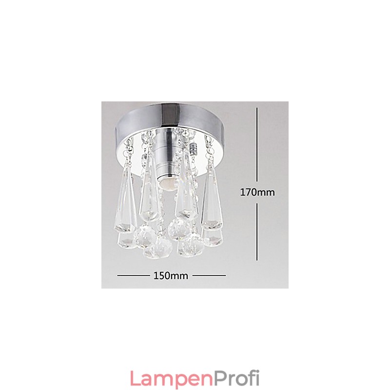 1-flammige, halbbündige Deckenleuchte aus Kristall