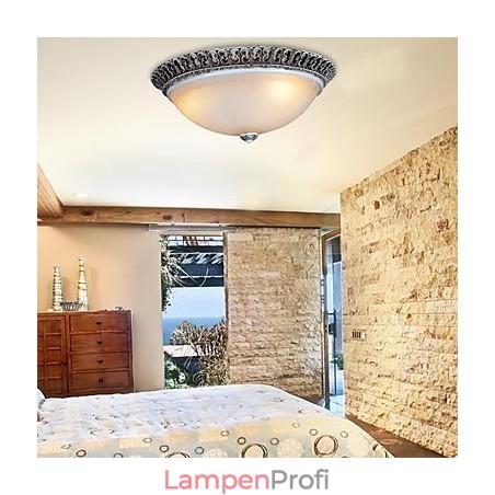 Dunkelbraune Unterputzleuchte aus Glas und Harz, Muster, Schnitzerei, europäischer Klassiker