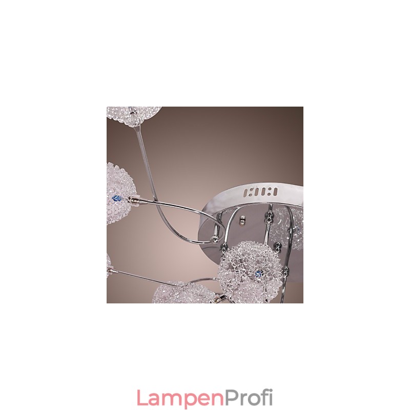 G4 12-flammige Deckenleuchte aus Eisen mit Aluminiumschirmen