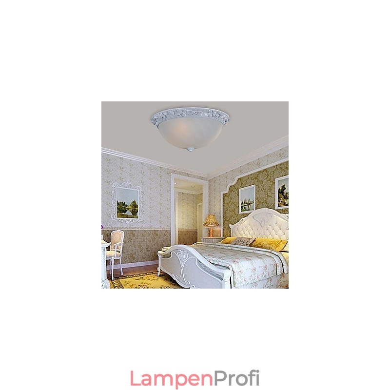 Weiße Deckenleuchte aus Glas und Harz, schnitzend, europäisch, klassisch