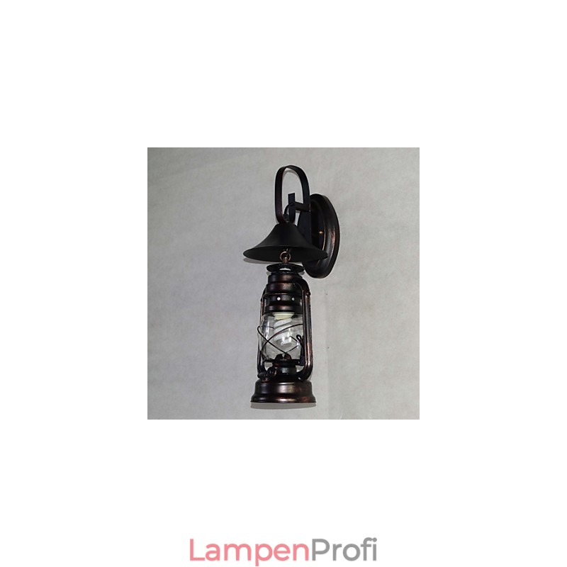 Vintage schwarze Metall-Laternen-Wandlampe mit einem Licht