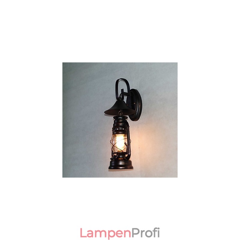 Vintage schwarze Metall-Laternen-Wandlampe mit einem Licht