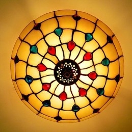 30*19 CM Europa Typ Stil Schmiedeeisen Pnd Schwanz Auf Halb Kuppel Licht Farbige Glas Sitzen Lampe