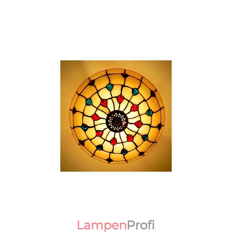 30*19 CM Europa Typ Stil Schmiedeeisen Pnd Schwanz Auf Halb Kuppel Licht Farbige Glas Sitzen Lampe