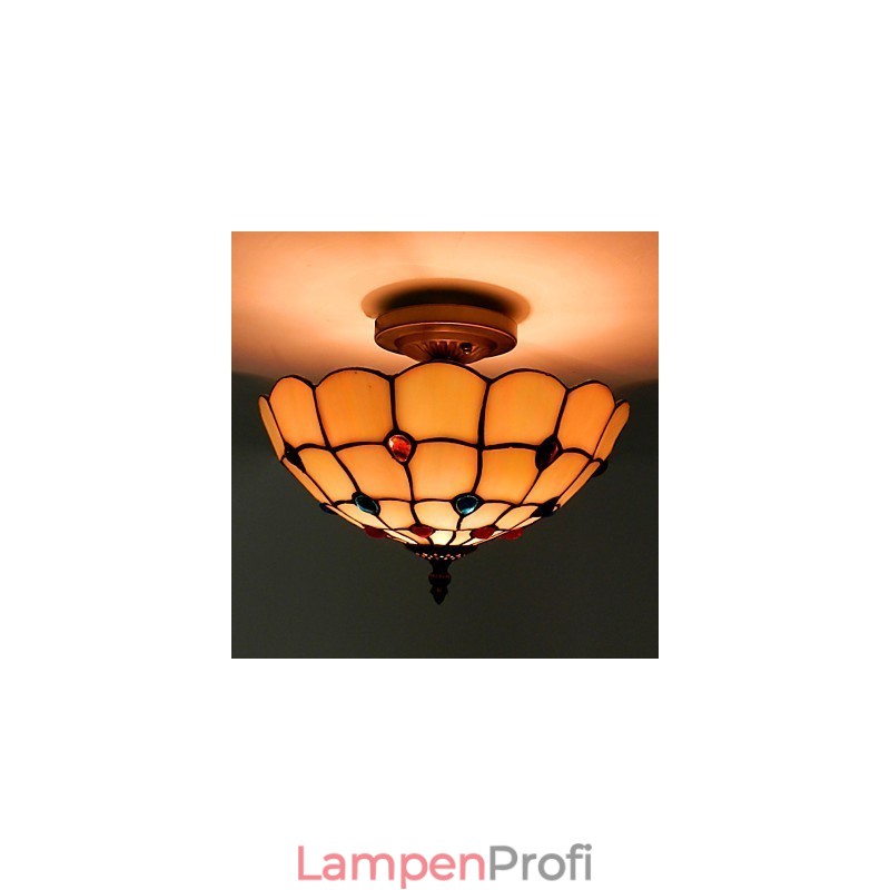 30*19 CM Europa Typ Stil Schmiedeeisen Pnd Schwanz Auf Halb Kuppel Licht Farbige Glas Sitzen Lampe