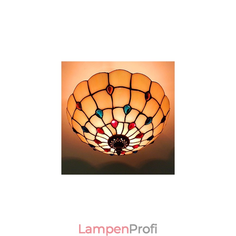 30*19 CM Europa Typ Stil Schmiedeeisen Pnd Schwanz Auf Halb Kuppel Licht Farbige Glas Sitzen Lampe