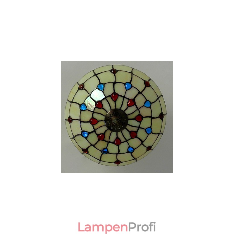 30*19 CM Europa Typ Stil Schmiedeeisen Pnd Schwanz Auf Halb Kuppel Licht Farbige Glas Sitzen Lampe