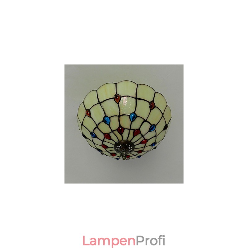 30*19 CM Europa Typ Stil Schmiedeeisen Pnd Schwanz Auf Halb Kuppel Licht Farbige Glas Sitzen Lampe