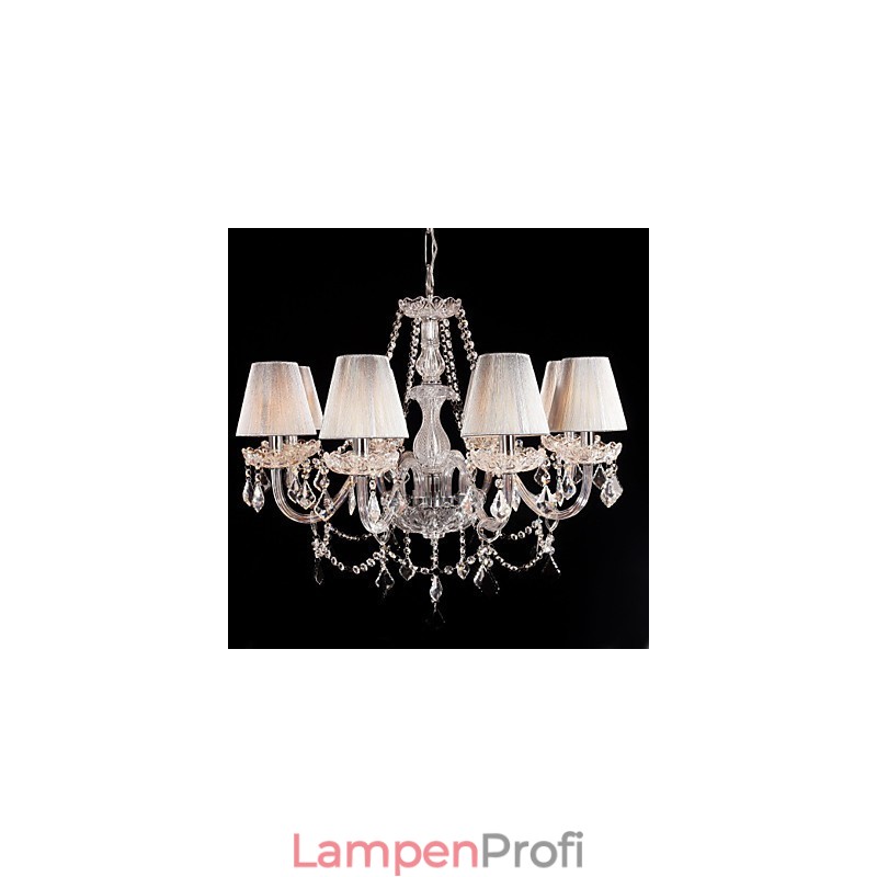 Kronleuchter Kristall Luxus Modern Living 8 Lichter mit Stoffschirm