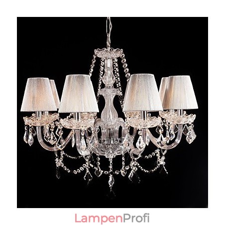 Kronleuchter Kristall Luxus Modern Living 8 Lichter mit Stoffschirm