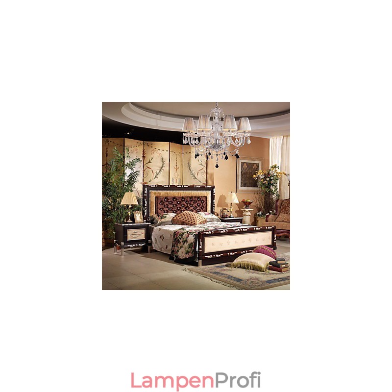 Kronleuchter Kristall Luxus Modern Living 8 Lichter mit Stoffschirm