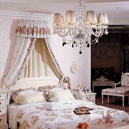 Kronleuchter Kristall Luxus Modern Living 8 Lichter mit Stoffschirm