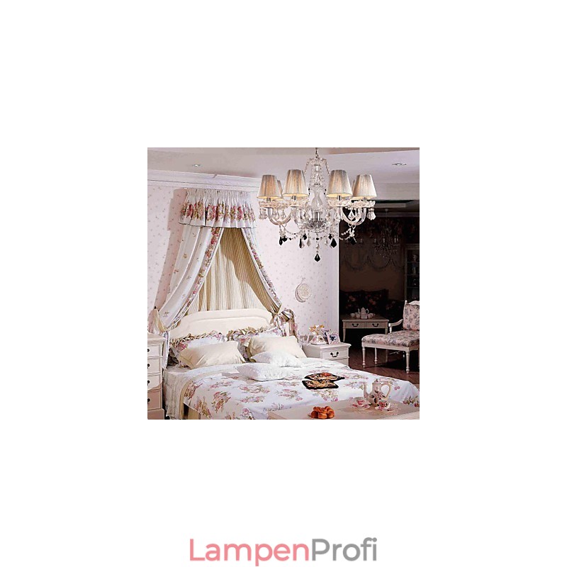 Kronleuchter Kristall Luxus Modern Living 8 Lichter mit Stoffschirm