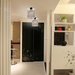 Moderne zeitgenössische Kristall galvanisierte Metall Flush Mount