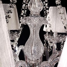 Kronleuchter Kristall Luxus Modern Living 8 Lichter mit Stoffschirm