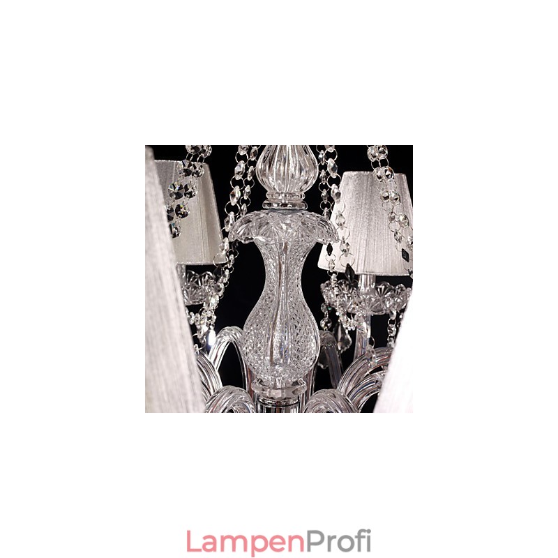 Kronleuchter Kristall Luxus Modern Living 8 Lichter mit Stoffschirm