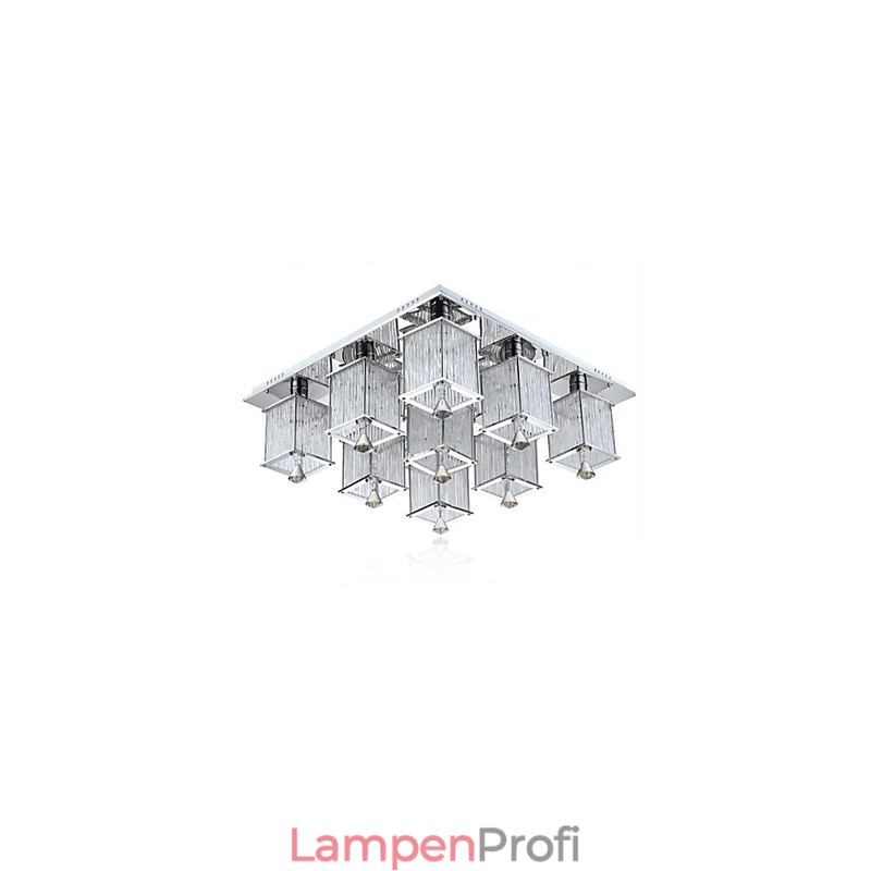 Moderne zeitgenössische Kristall Chrom Metall Unterputz