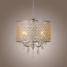 Trommel Kronleuchter Kristall Moderne 4 Lichter Pendelleuchte