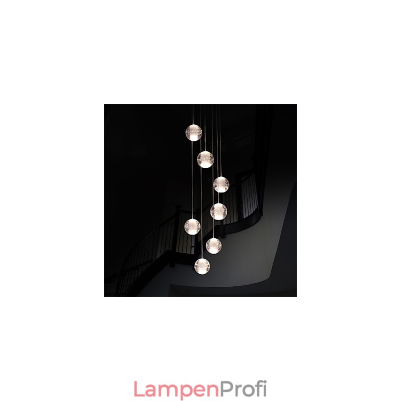 Moderne Pendelleuchte Pendelleuchte G4 Retroifit 7 Lichter Chrom Überzug Kristall für Treppenlicht