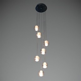 Moderne Pendelleuchte Pendelleuchte G4 Retroifit 7 Lichter Chrom Überzug Kristall für Treppenlicht