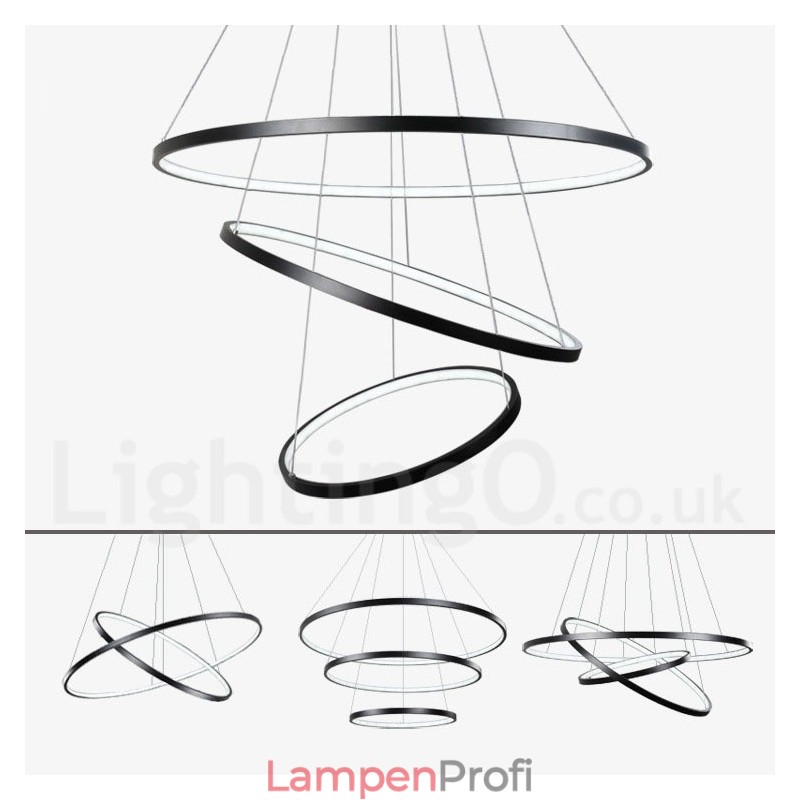 Dimmbare Pendelleuchte mit Fernbedienung Modernes Design Drei Ringe