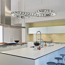Moderne zeitgenössische Kristall Chrom Metall Pendelleuchte