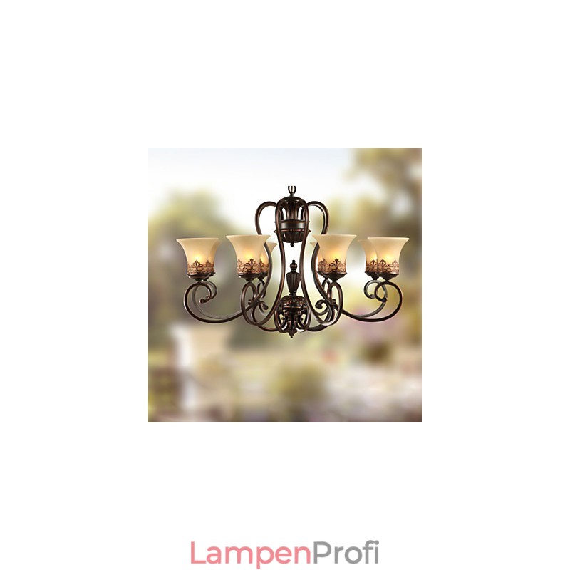 Kronleuchter Pendelleuchte 8 Lichter Vintage Country Island Metall + Glas