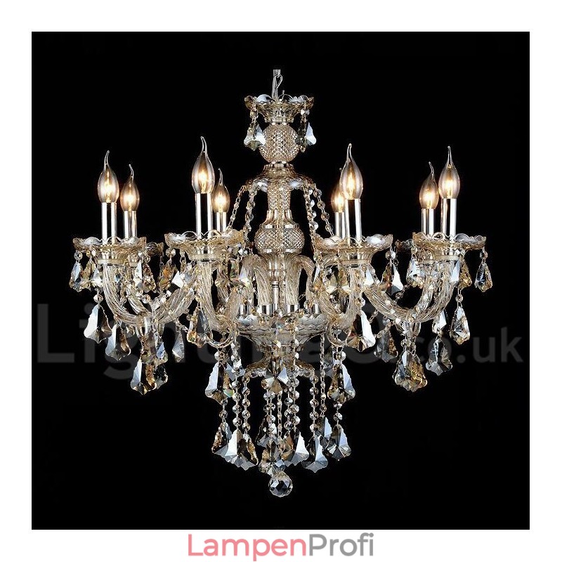 Retro Cognac Farbe K9 Kristall Moderner Kronleuchter mit 8 Lichtern