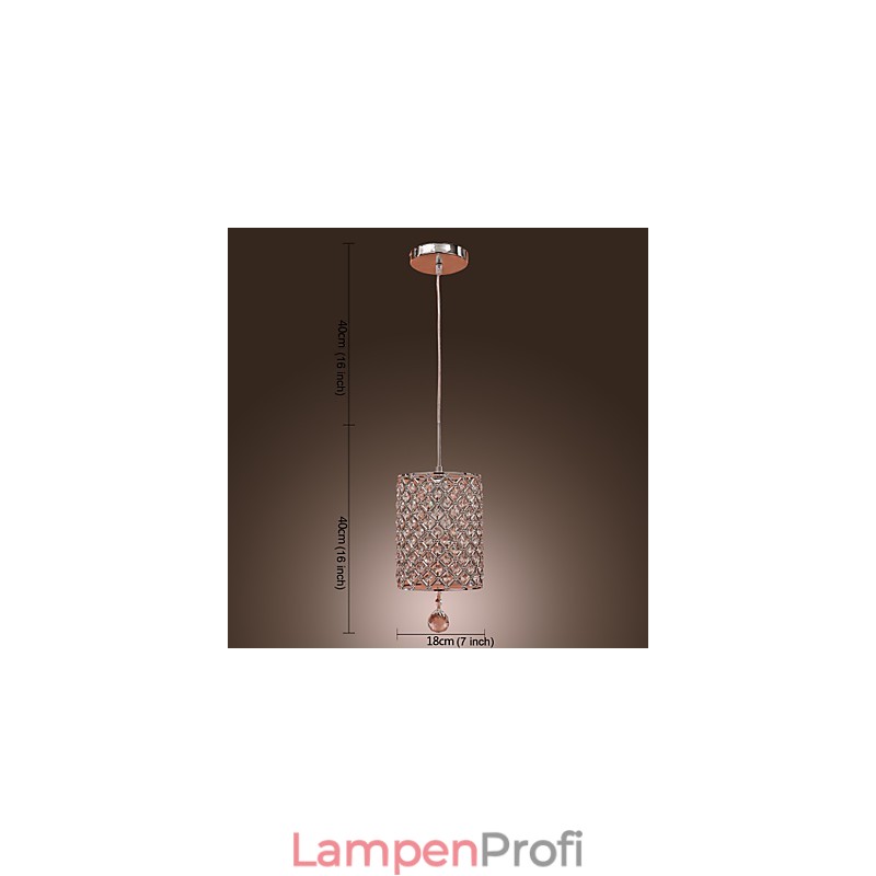 Kristalltropfen-Pendelleuchte im Zylinderstil