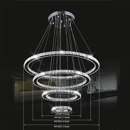 Kristall Pendelleuchte Deckenbeleuchtung Klar Kristall Rund 4 Ringe 40CM 60CM 80CM Quelle Vorrichtungen
