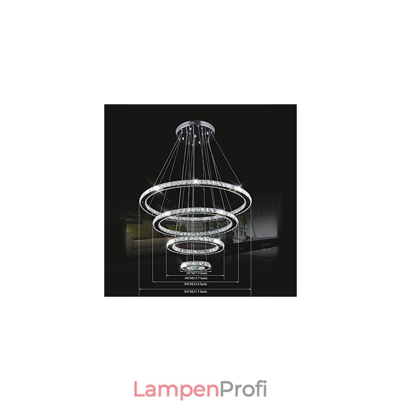 Kristall Pendelleuchte Deckenbeleuchtung Klar Kristall Rund 4 Ringe 40CM 60CM 80CM Quelle Vorrichtungen