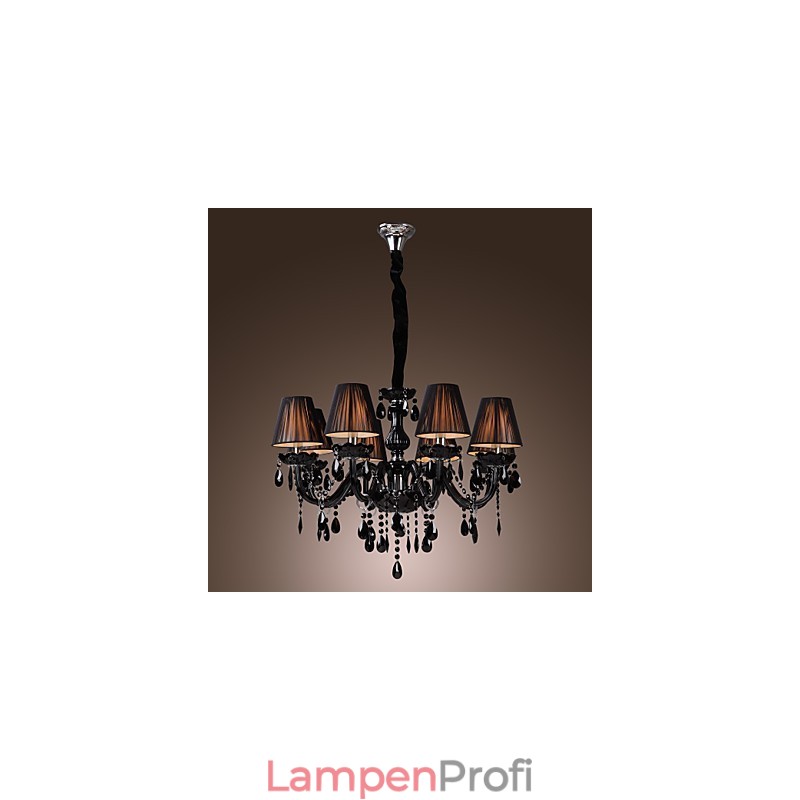 Kronleuchter Luxus Modern Schwarz Kristall Wohnzimmer 8 Lichter