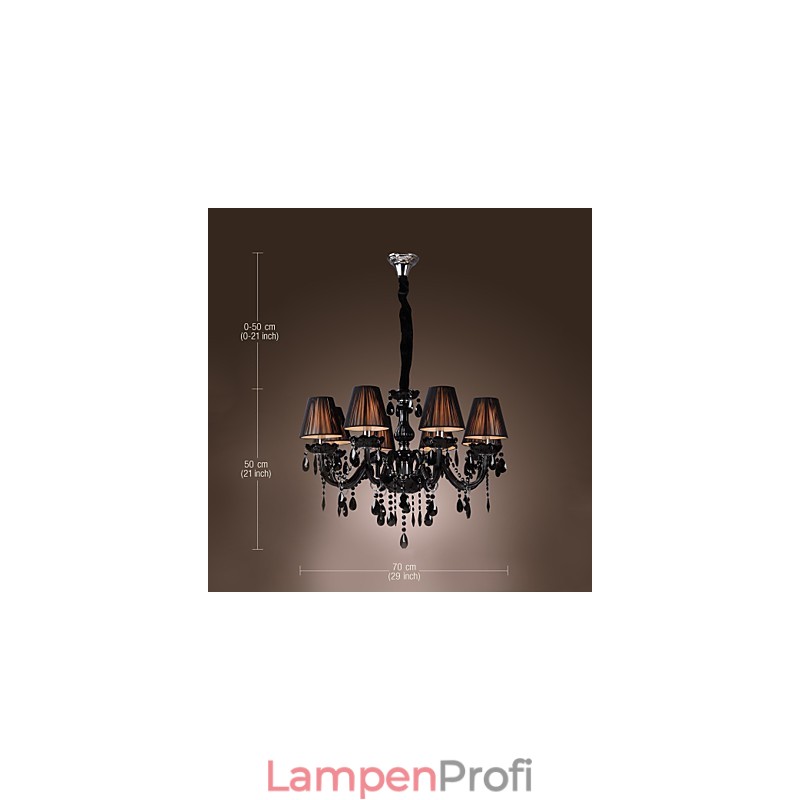 Kronleuchter Luxus Modern Schwarz Kristall Wohnzimmer 8 Lichter