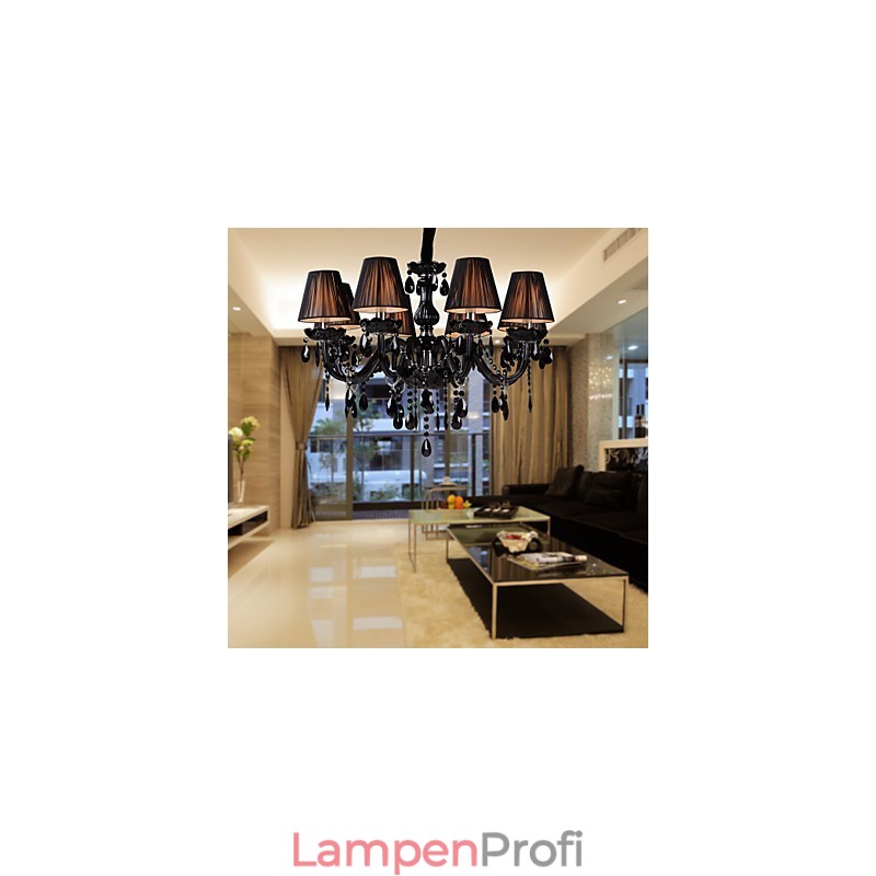 Kronleuchter Luxus Modern Schwarz Kristall Wohnzimmer 8 Lichter