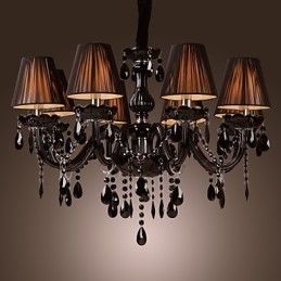 Kronleuchter Luxus Modern Schwarz Kristall Wohnzimmer 8 Lichter