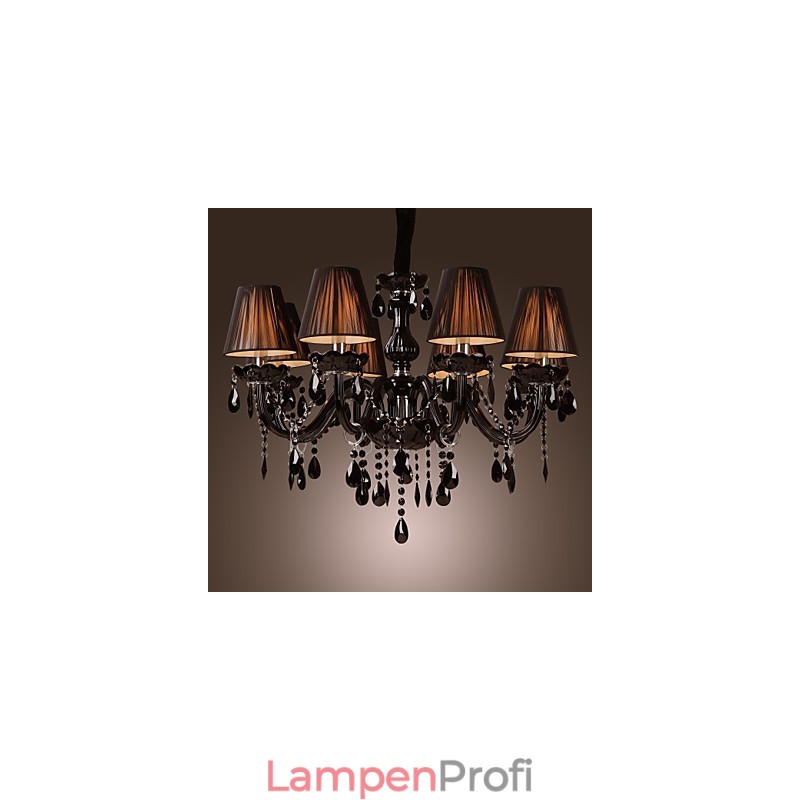 Kronleuchter Luxus Modern Schwarz Kristall Wohnzimmer 8 Lichter