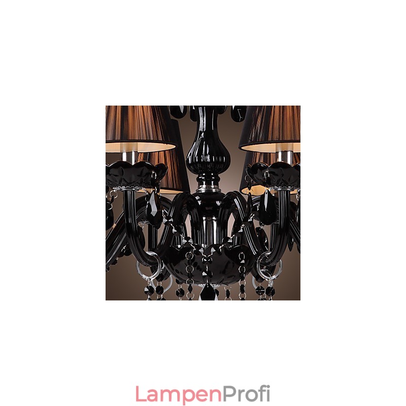 Kronleuchter Luxus Modern Schwarz Kristall Wohnzimmer 8 Lichter